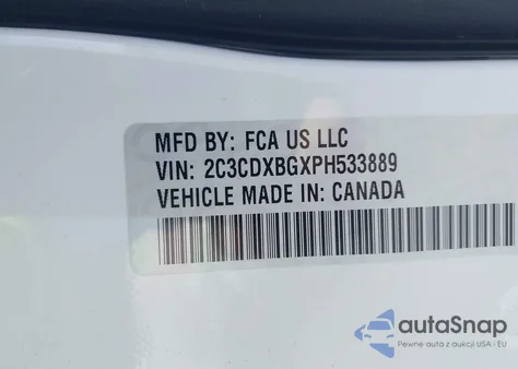 2023 Dodge Charger Sxt из США, поврежденный, VIN 2C3CDXBGXPH533889